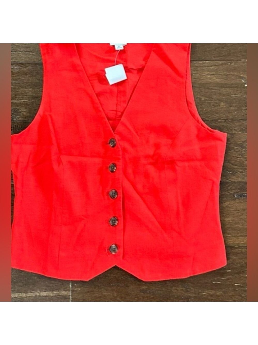 J.Crew-Button-front linen-blend vest, red size 6-NWT - Picture 11 of 15